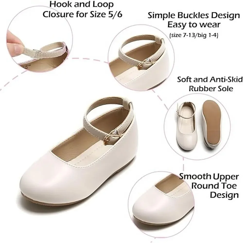 PHIRAMIN Toddler Flower Girl Dress Shoes - Little Girl Ballet Flats